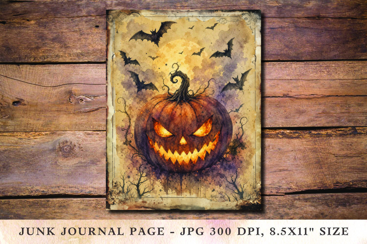 Junk Journal Pages - halloween jack o lantern pumpkin example image 1