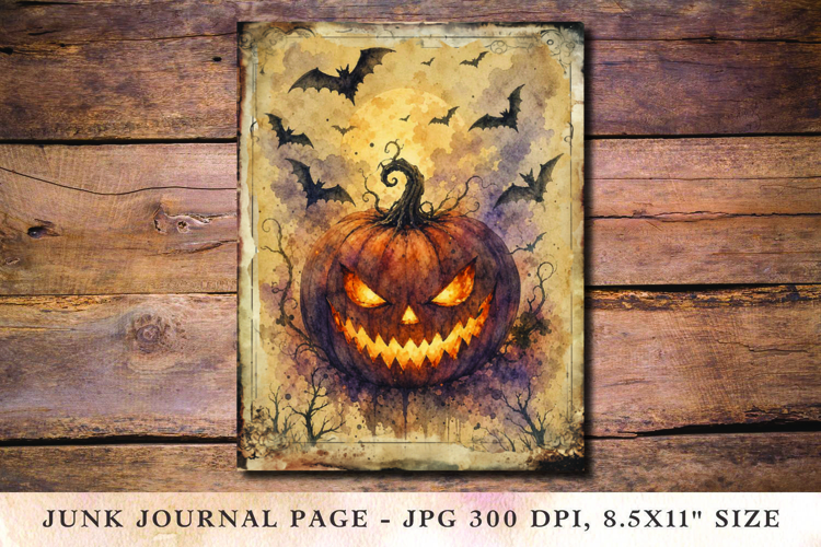 Junk Journal Pages - halloween jack o lantern pumpkin