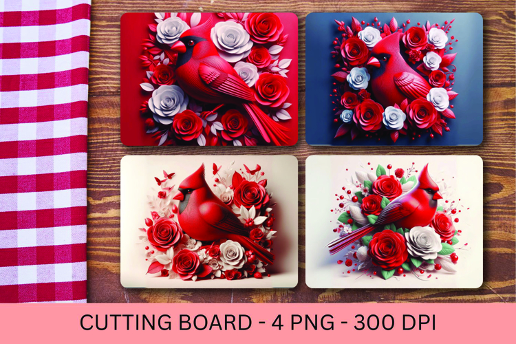 kitchen cutting board - cardinal bird