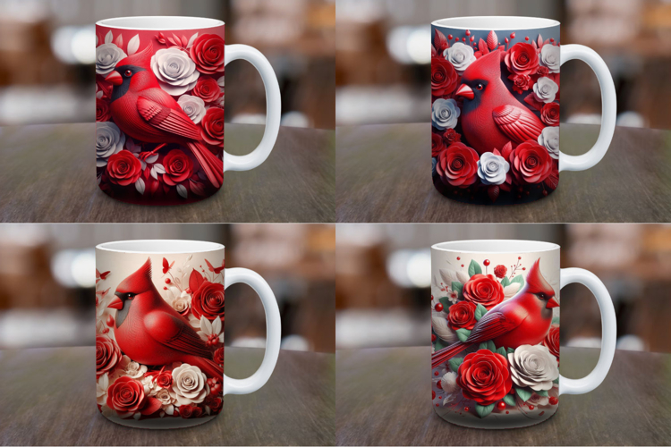 Mug Wrap Sublimation - cardinal bird