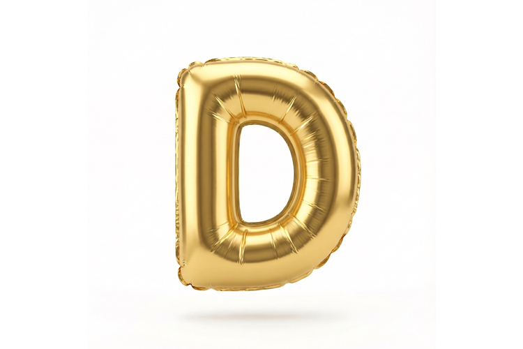 Golden Metallic Letter D Foil Balloon Party Decoration