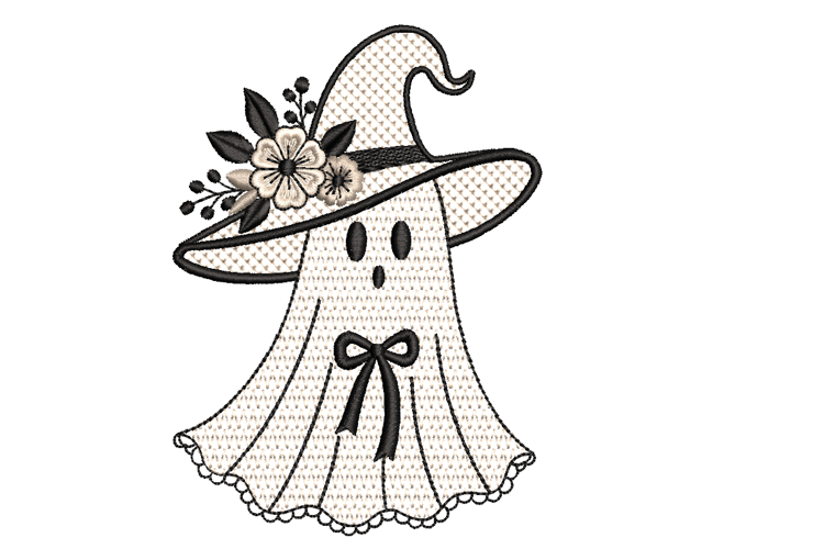 Halloween Ghost Witch Machine Embroidery Design