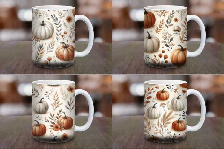 Mug Wrap Sublimation - fall floral pumpkins