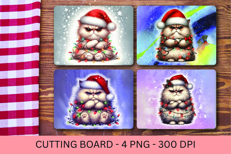 kitchen cutting board - angry cat christmas