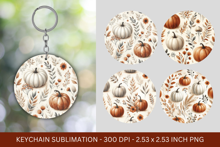 keychain sublimation - floral pumpkins