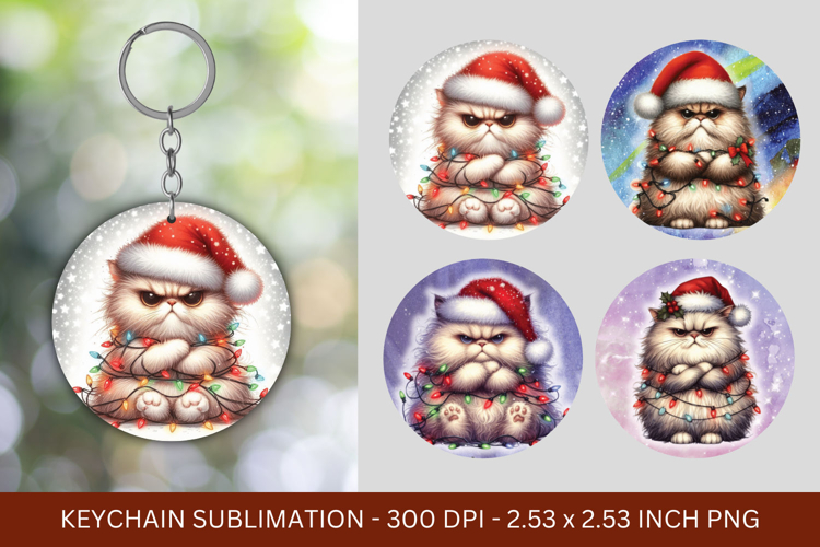 keychain sublimation - angry cat