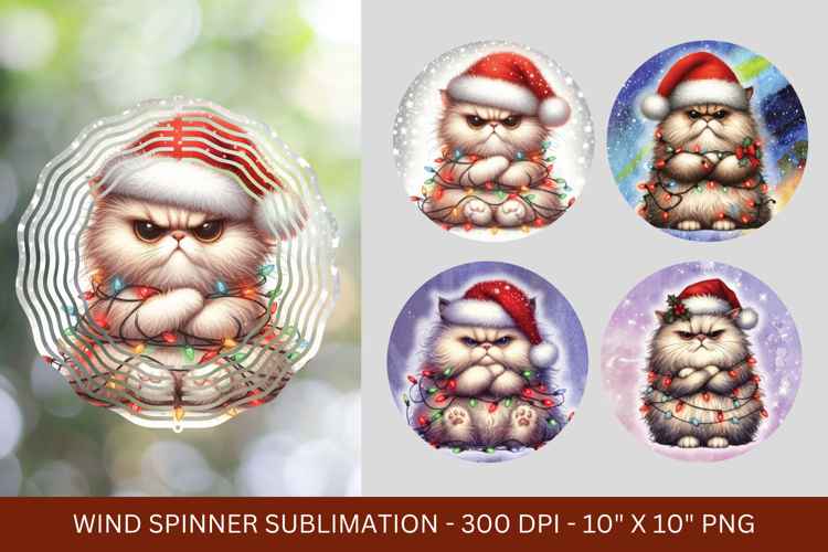wind spinner png sublimation - angry cat