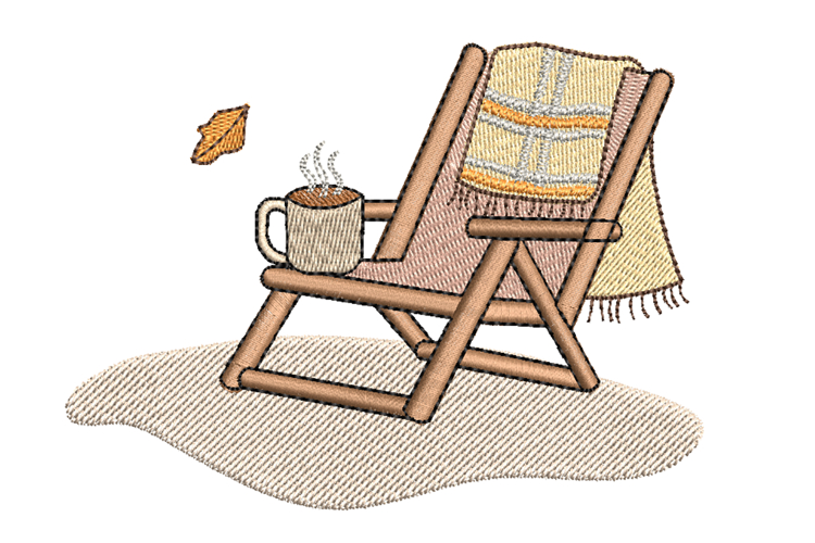 Plaid Chair Coffee Mug Embroidery Design Cozy Fall Decor