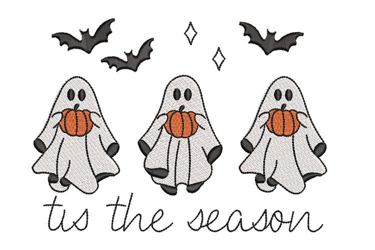 Tis the season, Halloween Ghosts with Pumpkins and Bats