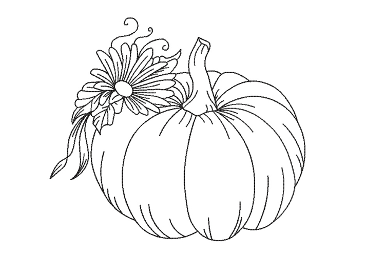 Floral Pumpkin Embroidery Design