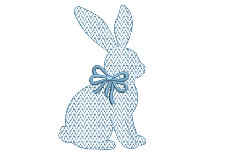 Easter Bunny with bow Machine Embroidery