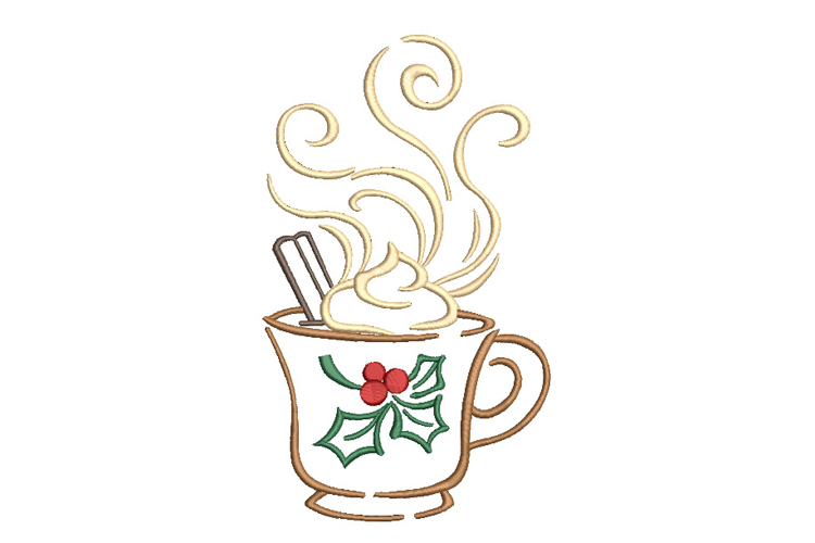 Christmas Coffee Machine Embroidery Design.