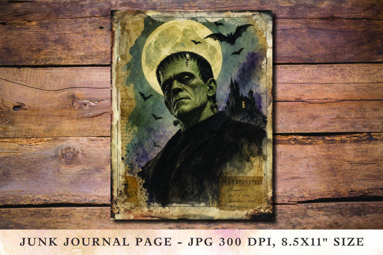 Junk Journal Pages - halloween frankenstein