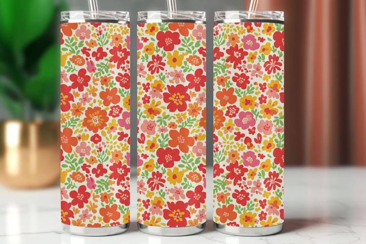Tumbler Wrap Seamless Pattern - flower