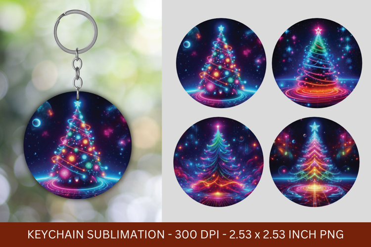 keychain sublimation - cosmic christmas tree