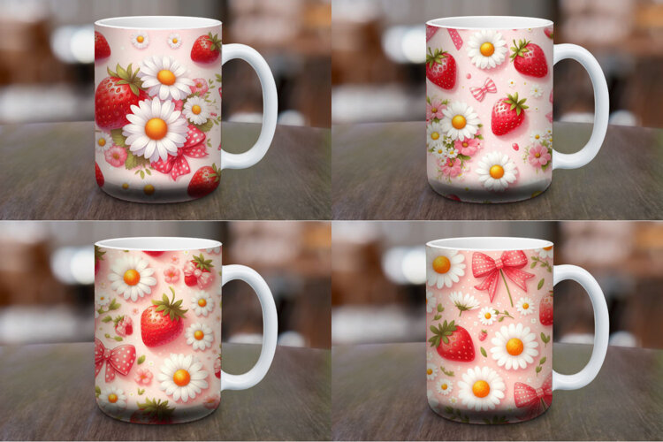 Mug Wrap Sublimation - daisy strawberry example image 1