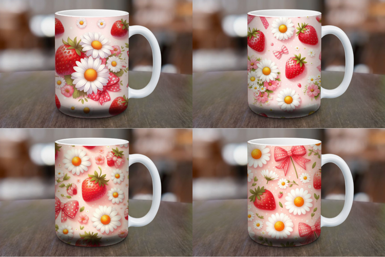 Mug Wrap Sublimation - daisy strawberry
