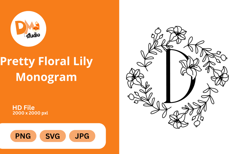 Pretty Floral Lily Monogram