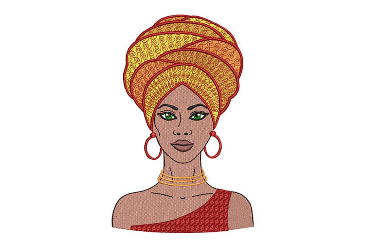 African Woman Machine Embroidery Design