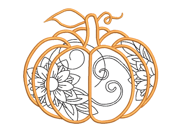 Floral Pumpkin Embroidery Design