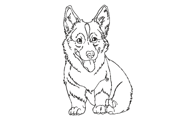 Corgi Dog Machine Embroidery Design