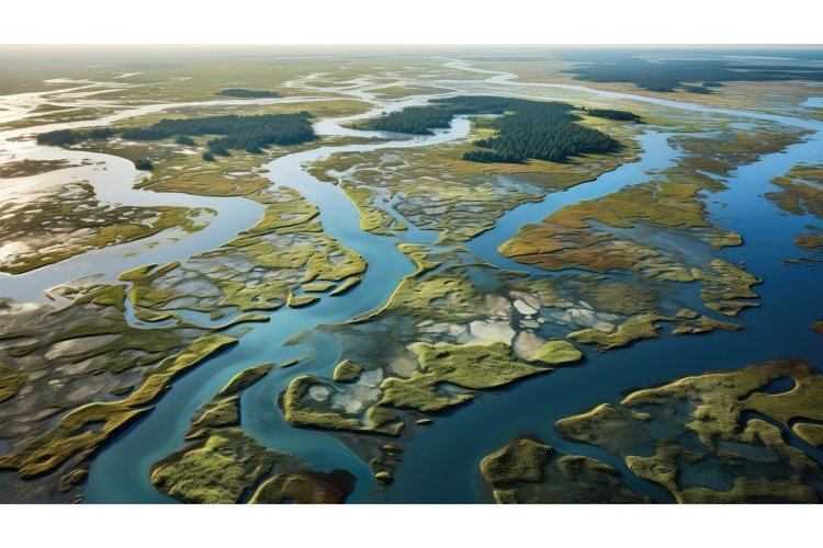 tidal salt marsh landscape ai generated