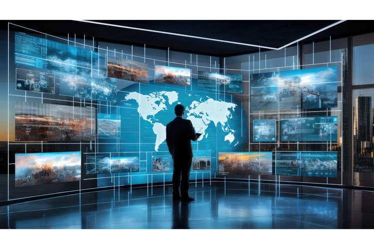 disruption technology business background ai generated