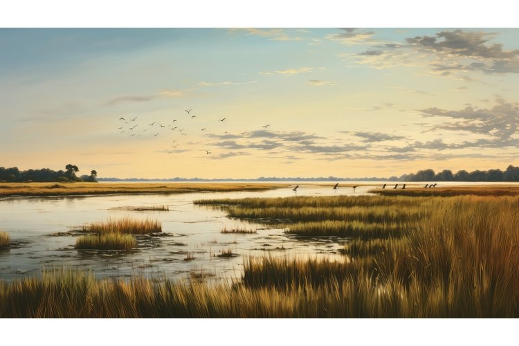 wetland estuarine marsh landscape ai generated