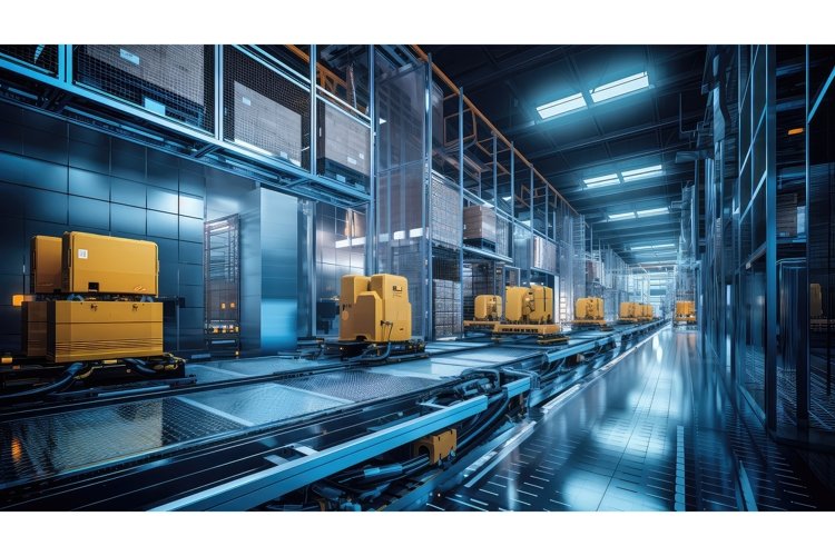 fulfillment large warehouse background ai generated