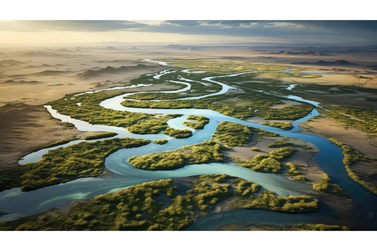 desert delta oases landscape ai generated
