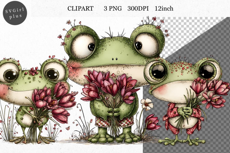 Frog Clipart, Spring Clipart, Whimsical