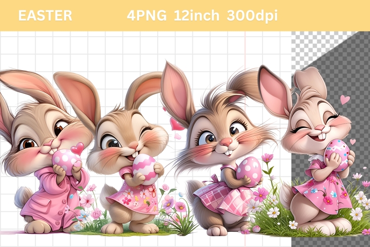 Bunny Clipart, Easter Clipart, Whimsical Clipart,