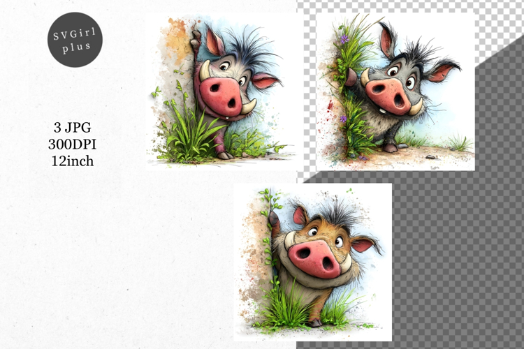 Pig JPG, Peeking Pig, Whimsical JPG,