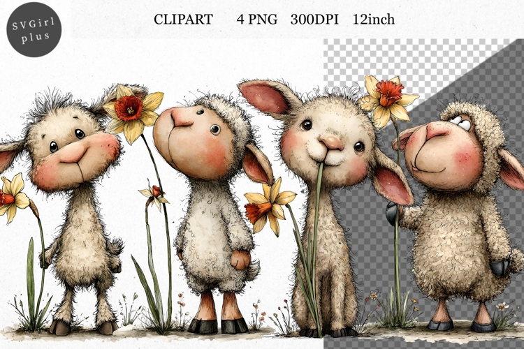 Sheep Clipart, Easter Clipart, Whimsical Clipart,