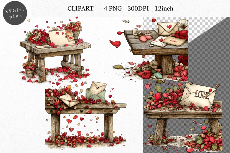 Table Clipart, Valentines Day Clipart, Whimsical