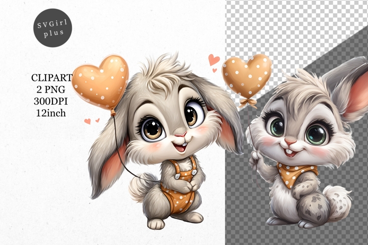 Bunny Clipart, Valentines Day Clipart, Whimsical Clipart