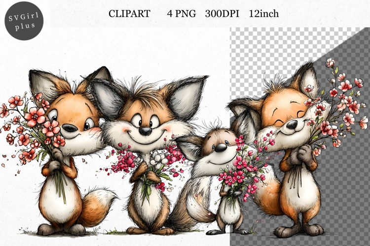 Cute Watercolor Fox Clipart Image 13