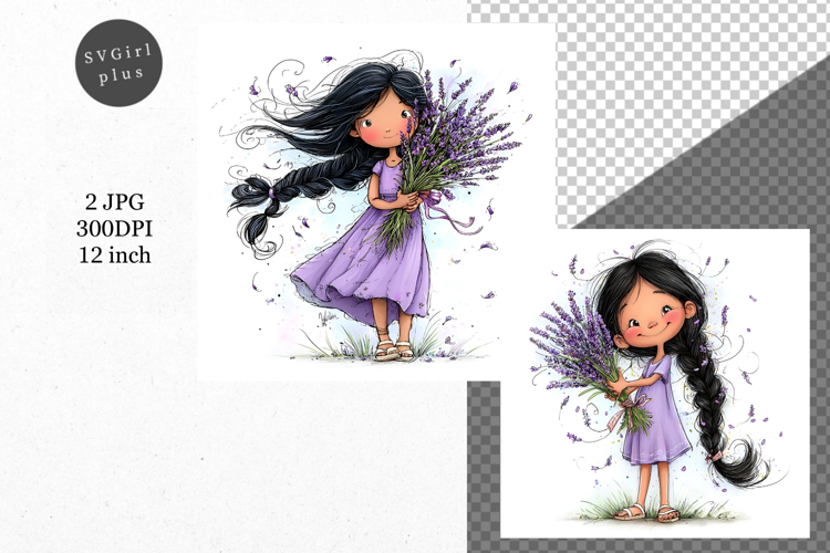 Girl with flowers, Whimsical JPG, JPG, Junk journal,