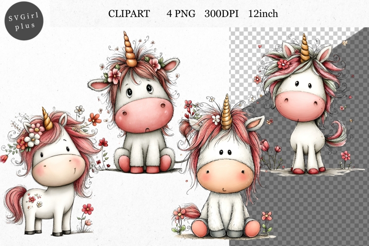 Unicorn Clipart, Whimsical Clipart,