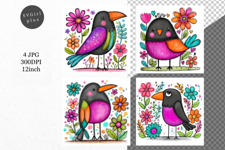 Crow, Whimsical JPG, JPG, Junk journal,