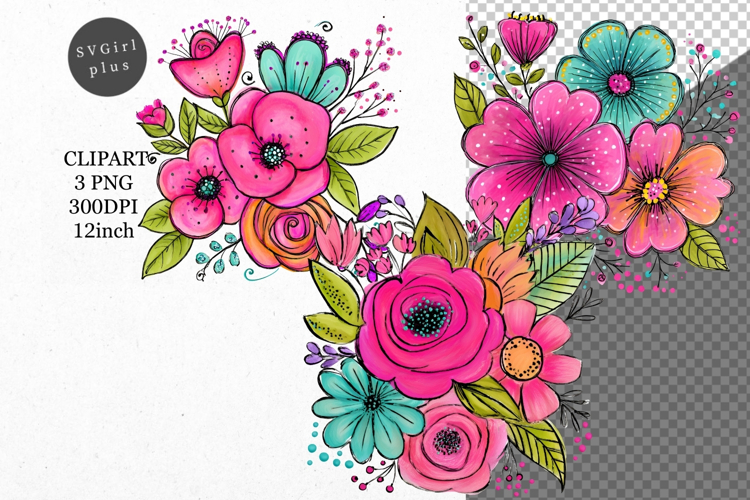 Flowers Clipart, Whimsical Clipart