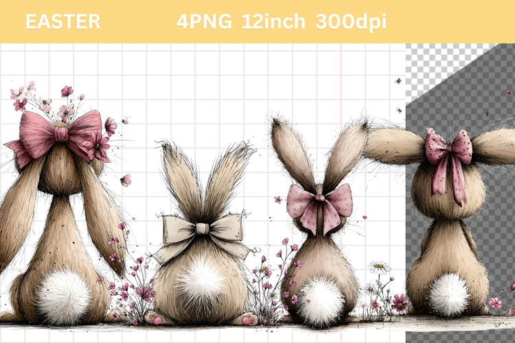 Bunny Clipart, Easter Clipart, Whimsical Clipart,