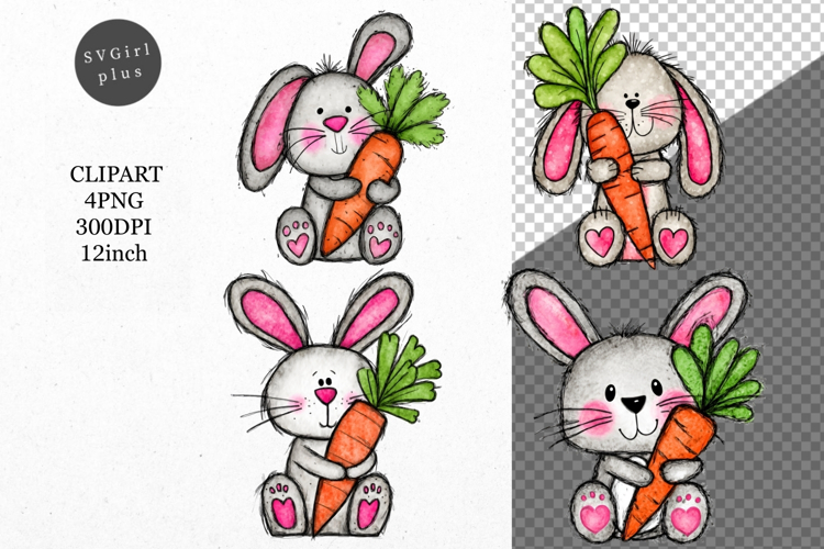 Bunny Clipart, Easter Clipart, Whimsical Clipart,
