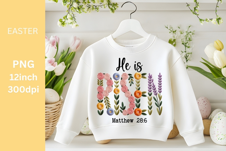 He is Risen PNG, Easter Clipart, Embroidery PNG