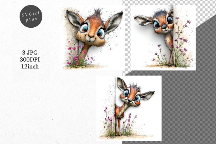 Antelope JPG, Peeking antelope, Whimsical JPG,