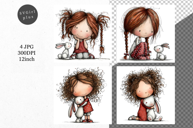 Easter Girl, Whimsical JPG, JPG, Junk journal,