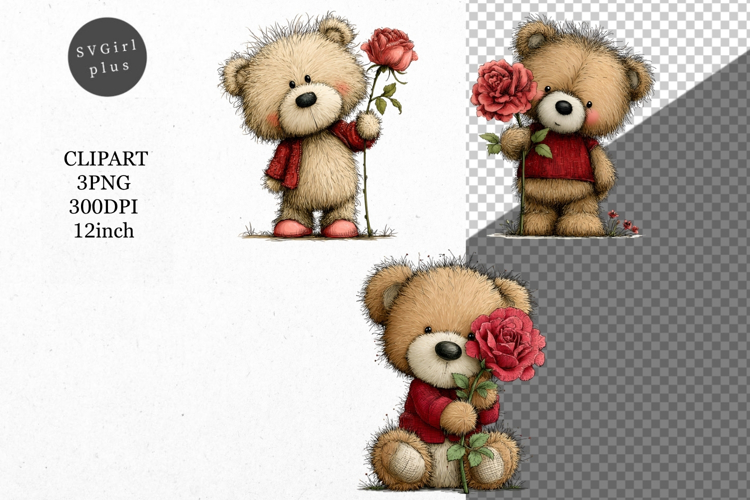 Teddy Bear PNG, Mothers Day PNG, Whimsical Clipart,