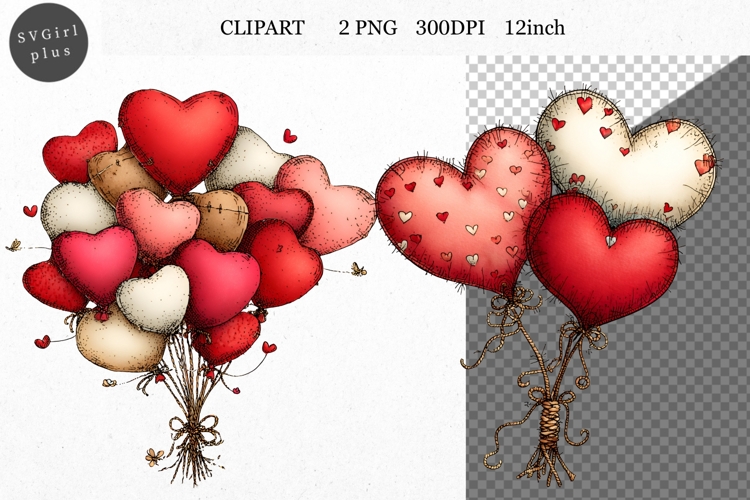 Balloons Clipart, Valentines Day Clipart, Whimsical Clipart