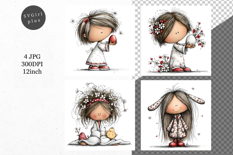 Easter Girl, Whimsical JPG, JPG, Junk journal,