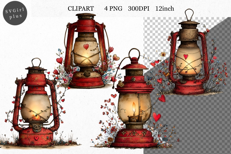 Lantern Clipart, Valentines Day Clipart, Whimsical Clipart